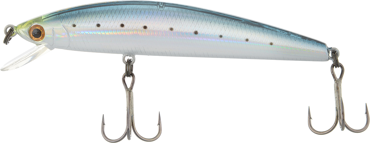 Воблер Tsuribito Minnow SP, цвет 060, 80 мм24606 Воблер Tsuribito Minnow SP, цвет 060, 80 мм24606Minnow 80SP - отличный воблер для ловли на небольших глубинах и над зарослями травы, где часто охотится щука и другие хищники. Благодаря системе дальнего заброса с магнитом воблер очень хорошо летит при забросе, и устойчиво играет даже при проводке с рывками. Мощные тройники надёжно засекают рыбу при поклёвке. Все эти качества вместе с реалистичной игрой делают этот воблер отличным орудием для ловли крупного хищника.