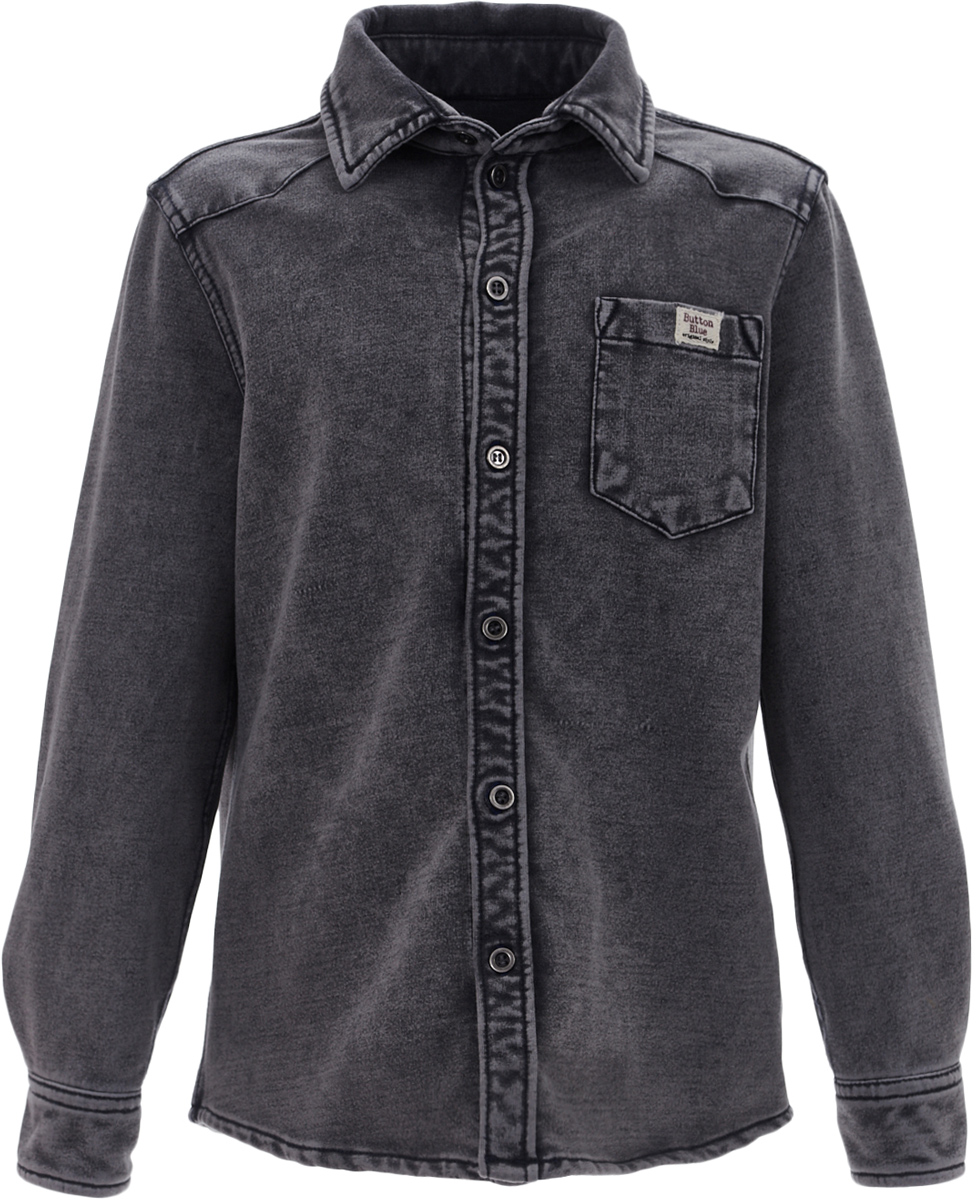 Рубашка для мальчика Button Blue, цвет: серый. 217BBBC1401D400. Размер 152, 12 лет217BBBC1401D400 Рубашка для мальчика Button Blue, цвет: серый. 217BBBC1401D400. Размер 152, 12 лет217BBBC1401D400Модная рубашка для мальчика, выполненная из трикотажа, имитирующего джинсовую ткань с характерными потертостями и варкой, сочетает в себе непревзойденный комфорт футболки с длинным рукавом и элегантный стиль кэжуальной сорочки. Ваша задача купить рубашку недорого увенчается успехом, если вы обратите внимание на прекрасную рубашку от Button Blue. Классная трикотажная рубашка для мальчика сделает образ ребенка стильным и свежим, соответствующим основным трендам сезона.