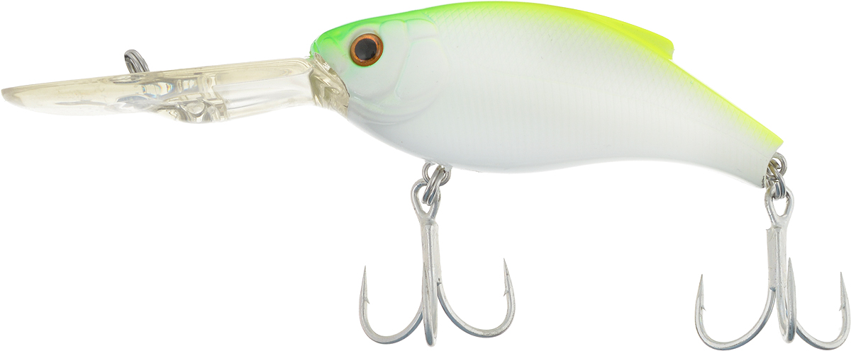 Воблер Tsuribito Deep Crank 90F, цвет: белый, салатовый (097), длина 9 см, 46 г28890 Воблер Tsuribito Deep Crank 90F, цвет: белый, салатовый (097), длина 9 см, 46 г28890Троллинговый воблер Tsuribito Deep Crank 90F, выполненный из высококачественного пластика и металла, рекомендуется для облова глубин в среднем и большом диапазоне с заглублением до 5,5 метров. Благодаря довольно высокому и широкому телу, воблер довольно быстро всплывает, что позволяет немного приостановив проводку провести воблер в другом горизонте воды.Погремушка придает воблеру дополнительный шумовой эффект, а довольно прочные и острые крючки способны на вываживание трофейного экземпляра.