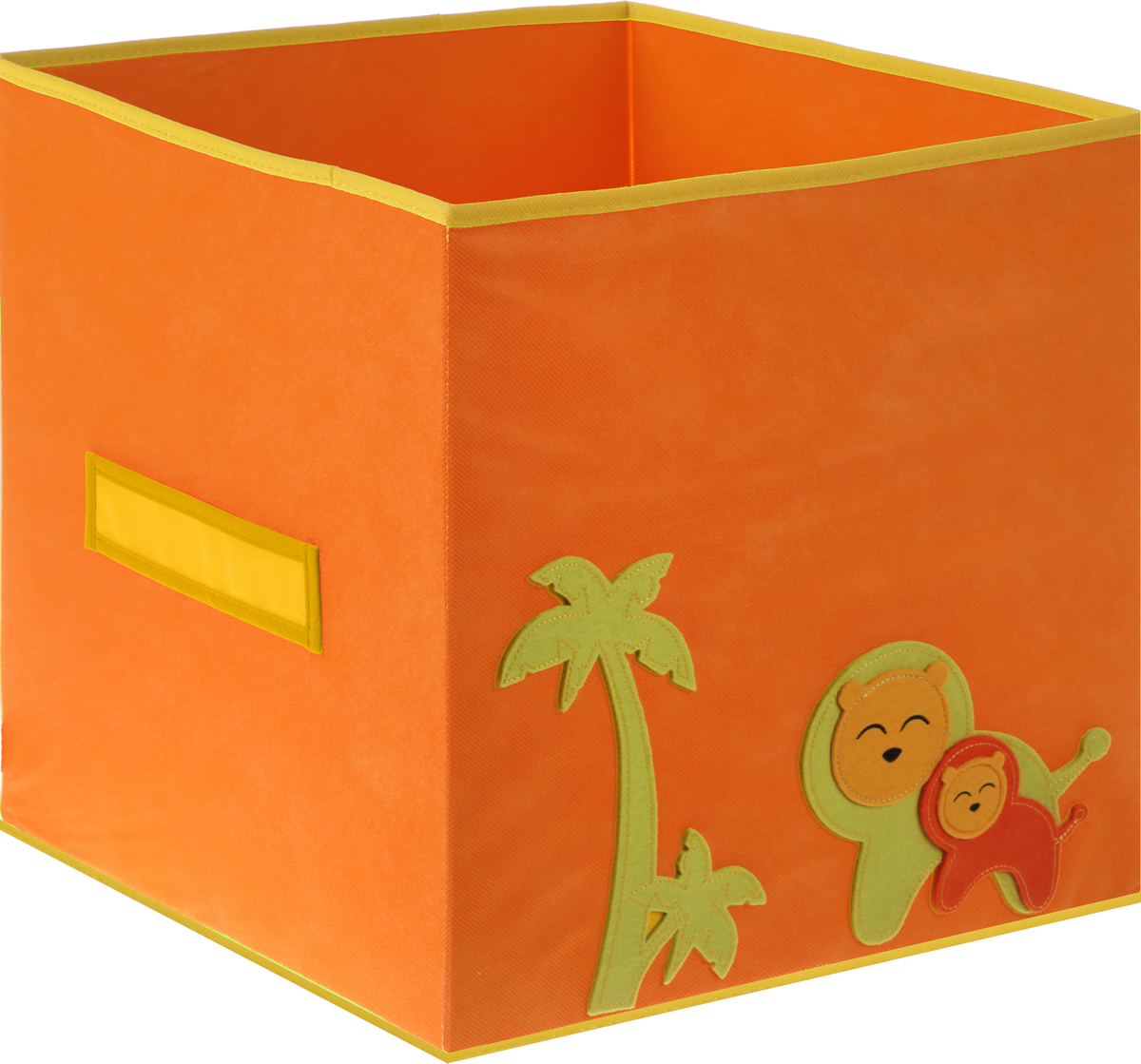 Коробка для игрушек Все на местах Sunny Jungle, цвет: оранжевый, желтый, 40 х 40 х 40 см1071032_желтый с рисунком Коробка для игрушек Все на местах Sunny Jungle, цвет: оранжевый, желтый, 40 х 40 х 40 см1071032_желтый с рисункомКоробка для хранения игрушек Все на местах Sunny Jungle выполнена из высококачественного нетканого материала (спанбонда), который обеспечивает естественную вентиляцию, позволяя воздуху проникать внутрь, но не пропускает пыль. Вставки из ПВХ хорошо держат форму.Такая коробка легко разбирается и собирается, она поможет удобно хранить игрушки.Размер коробки: 40 см х 40 см х 40 см.