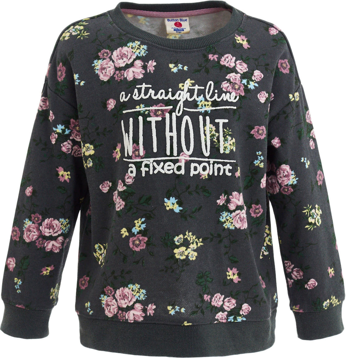Свитшот для девочки Button Blue, цвет: темно-серый. 217BBGC16012014. Размер 110, 5 лет217BBGC16012014 Свитшот для девочки Button Blue, цвет: темно-серый. 217BBGC16012014. Размер 110, 5 лет217BBGC16012014Детский свитшот - хит прогулочного и домашнего гардероба! Модный, удобный, практичный, свитшот для девочек - отличное решение на каждый день. Спущенное плечо, свободная форма делают свитшот Button Blue современным и привлекательным. Свитшот с цветочным рисунком прекрасно дополнит любой комплект в спортивном стиле. Дети быстро растут и часто меняют свои вкусовые предпочтения, поэтому всем практичным родителям надо приобретать детские свитшоты недорого, чтобы обеспечить ребенку должное разнообразие. Если вы хотите купить недорогой свитшот для девочки, модель от Button Blue - прекрасный вариант. Пусть в нем ребенок активно двигается, играет, рисует, - ей не придется трястись над вещью. Классный свитшот Button Blue - возможность экспериментировать и быть самим собой.