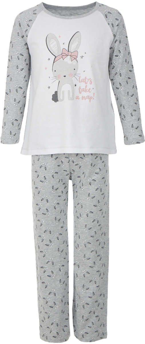 Пижама для девочки Button Blue, цвет: серый. 217BBGU97011907. Размер 98, 3 года217BBGU97011907 Пижама для девочки Button Blue, цвет: серый. 217BBGU97011907. Размер 98, 3 года217BBGU97011907Уютная пижама, состоящая из футболки с длинным рукавом и брюк, - прекрасный комплект для комфортного сна и добрых сновидений. Если вы хотите сформировать бельевой гардероб ребенка из качественных, комфортных, приятных к телу вещей, вам стоит купить пижаму от Button Blue. Все трикотажные пижамы для девочек украшает крупный интересный принт.