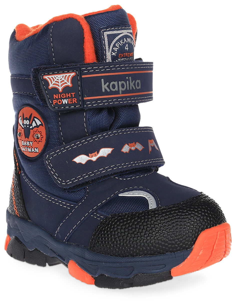 Ботинки для мальчика Kapika KapiTEX, цвет: темно-синий, оранжевый. 41205-1. Размер 24