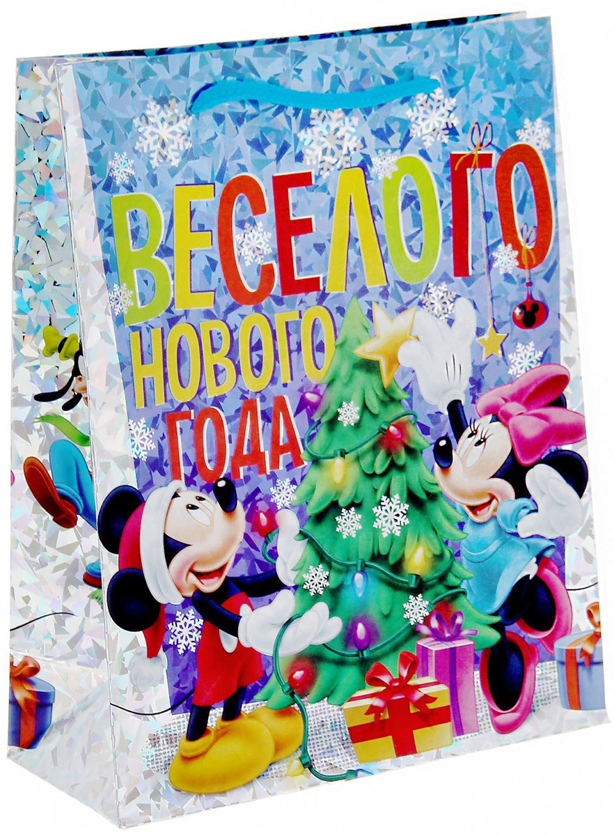 Пакет подарочный Disney Микки. Веселого Нового года!, голография, вертикальный, 18 x 23 см1121621 Пакет подарочный Disney Микки. Веселого Нового года!, голография, вертикальный, 18 x 23 см1121621Подарочный пакет Disney Микки. Веселого Нового года!, изготовленный из картона, станет незаменимым дополнением к выбранному подарку. Для удобной переноски на пакете имеются две ручки. Подарок, преподнесенный в оригинальной упаковке, всегда будет самымэффектным и запоминающимся. Окружите близких людей вниманием и заботой, вручив презент в нарядном, праздничном оформлении.