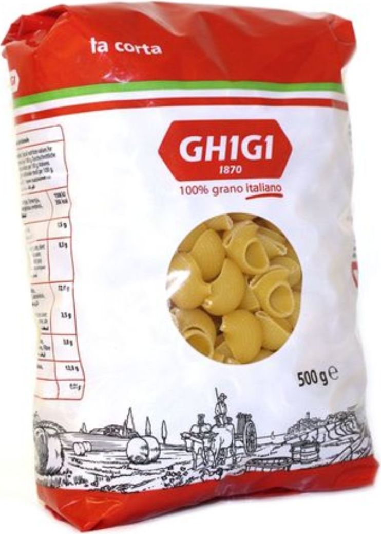 Ghigi гобетти ригати № 63, 500 гМ00063 Ghigi гобетти ригати № 63, 500 гМ00063Паста, формой похожая на раковину улитки. Паста удерживает соус благодаря своей пустой форме внутри и внешним канавкам. Варить в кипящей подсоленной воде 9 минут.
