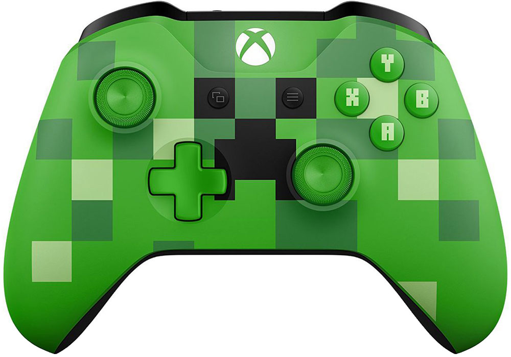 Microsoft Minecraft Creeper беспроводной геймпад для Xbox OneWL3-00057 Microsoft Minecraft Creeper беспроводной геймпад для Xbox OneWL3-00057Беспроводной геймпад Xbox - Minecraft Creeper- Узнаваемый дизайн с зеленым Крипером - Кнопки ABXY выполнены со шрифтом Minecraft - Рельефные рукоятки- Назначение кнопок - Технология BluetoothСтрой, копай и создавай предметы с подходящим снаряжением!Отправляйся в увлекательное и опасное путешествие по миру Minecraft с зеленым геймпадом Minecraft Creeper, на котором изображен знакомый всем Крипер. Геймпад оснащен эргономичными рельефными рукоятками, а кнопки ABXY выполнены с классическим шрифтом Minecraft. Назначай кнопки по-своему и играй где угодно, ведь дальность действия увеличилась почти в два раза! Подключай к стереогнезду 3,5 мм любую совместимую гарнитуру. А благодаря технологии Bluetooth® ты можешь играть с этим геймпадом в свои любимые игры на ПК и планшетах с Windows 10*.* Кнопки назначаются с помощью приложения Аксессуары Xbox для Xbox One и Windows 10. Дальность указана по сравнению с предыдущими геймпадами при подключении к консоли Xbox One S. Может потребоваться обновить операционную систему.