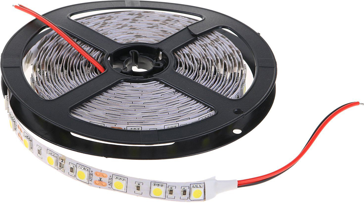 Светодиодная лента Luazon, 12В DC, 60SMD5050, длина 5 м, IP20, 14,4 Вт/м, цвет: холодный белый2003468 Светодиодная лента Luazon, 12В DC, 60SMD5050, длина 5 м, IP20, 14,4 Вт/м, цвет: холодный белый2003468Светодиодные гирлянды, ленты и т.д — это отличный вариант для новогоднего оформления интерьера или фасада. С их помощью помещение любого размера можно превратить в праздничный зал, а внешние элементы зданий, украшенные ими, мгновенно станут напоминать очертания сказочного дворца. Такие украшения создают ауру предвкушения чуда. Деревья, фасады, витрины, окна и арки будто специально созданы, чтобы вы украсили их светящимися нитями.