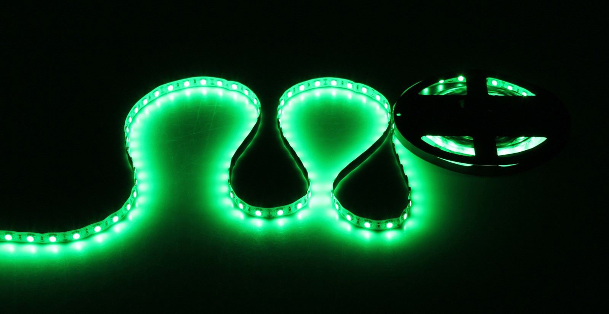 Светодиодная лента Sima-land, 12В, SMD5050, длина 5 м, IP33, 60 LED ламп, 14.4 Вт/м, DC, цвет: зеленый