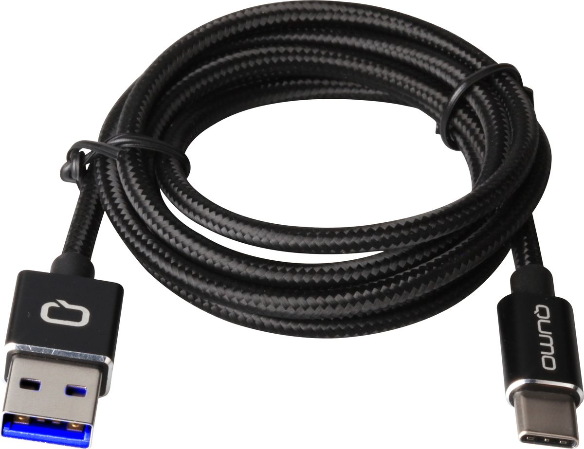 QUMO кабель USB Type-C/USB 3.0 в оплетке, Black (1 м)