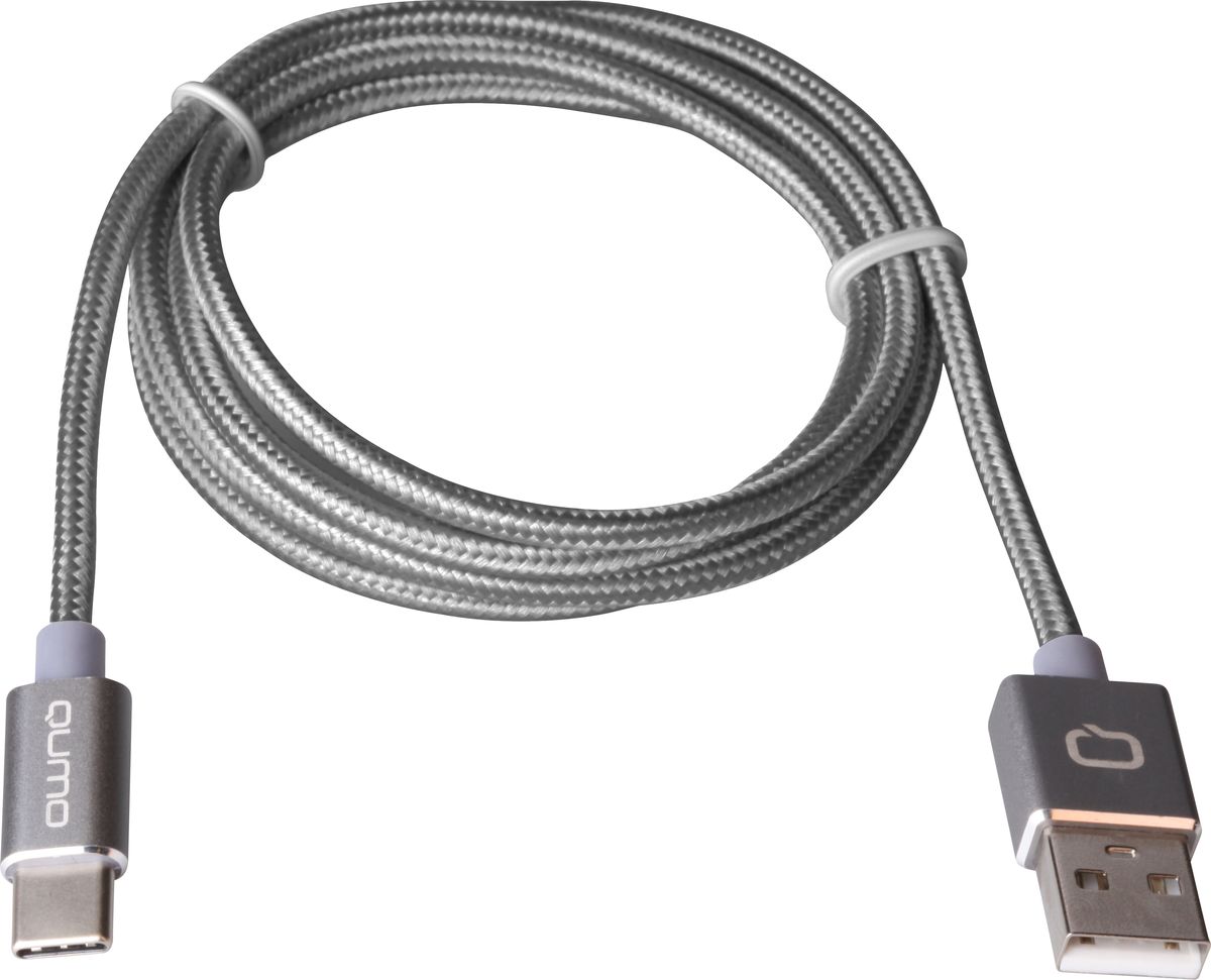 QUMO кабель USB Type-C/USB 2.0 в оплетке, Dark Grey (1 м) (2A)