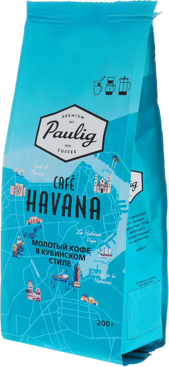 Paulig Cafe Havana кофе молотый, 200 г17064 Paulig Cafe Havana кофе молотый, 200 г17064Pailig Cafe Havana - Это кофе темной обжарки в кубинском стиле. Крепкий вкус, который напомнит о ритмах Латинской Амереки. Если Вы хотите насладиться чашечкой крепкого вкусного кофе после обеда, то Paulig Cafe Havana - что Вам нужно! Paulig Cafe Havana подходит для заваривания в чашке, во френч-прессе, а также в фильтр-кофеварке. Кофе натуральный жареный молотый. Темнообжаренный. В 100 мл готового кофе содержится не менее 0,7% кофеина. Рекомендуется 2 чайные ложки (7 г) на чашку. Хранить при температуре не выше 27°С и относительной влажности не более 75%.