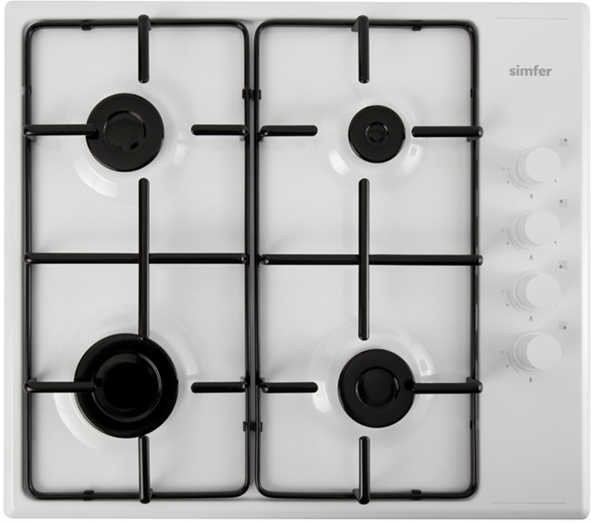Simfer H60Q40W411 панель варочная газоваяH60Q40W411 Simfer H60Q40W411 панель варочная газоваяH60Q40W411Газовая варочная панель Simfer H60Q40W411 с чистым пламенем доведет вашу сковороду до нужной температуры без всяких задержек. Включите её и всё днище сковороды будет моментально нагрето.Simfer H60Q40W411 упрощает приготовление и делает его безопаснее благодаря особой форме подставок, обеспечивающих абсолютную устойчивость посуды.Нет способа быстрее и удобнее для того, чтобы разжечь конфорку, чем автоподжиг варочной панели. Просто поверните ручку, чтобы открыть и зажечь газ одним плавным движением.