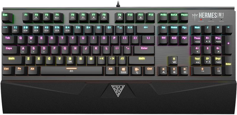 Gamdias Hermes M1 7, Black игровая клавиатураGM-GKHM1 Gamdias Hermes M1 7, Black игровая клавиатураGM-GKHM1Gamdias-сертифицированные механические свичиСъемная эргономичная опора для запястийЗапись макросов на летуНастраиваемая семицветная подсветка клавишАлюминиевый корпусПрограммируемые G-клавишиAnti-ghosting 21 клавишаВстроенная память