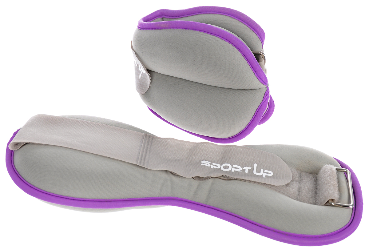 Утяжелители Sport UP для рук и ног, цвет: серый, фиолетовый, 1,5 кг, 2 штIR97843/1,5 kg Утяжелители Sport UP для рук и ног, цвет: серый, фиолетовый, 1,5 кг, 2 штIR97843/1,5 kgБезразмерные утяжелители Sport UP легко фиксируются при помощи крепежного ремешка на липучке. Они изготовлены из износостойкого неопрена и наполнены металлической стружкой. Внутри отделаны мягкой, хорошо впитывающей тканью. Утяжелителя имеют светоотражающие элементы для безопасных занятий на открытом воздухе. Идеальны в использовании при беге трусцой, занятиях аэробикой, оздоровительной гимнастикой и фитнесом. Мягкий материал надежно облегает, давая вместе с тем ощущение свободы рукам - у вас отпадает необходимость держать гантели или гири для создания усилий во время тренировок. Утяжелители имеют компактный размер и не займут много места при хранении и переноске. Удобный современный дизайн, приятное цветовое оформление и качество самих утяжелителей будут несомненно радовать вас во время тренировок!