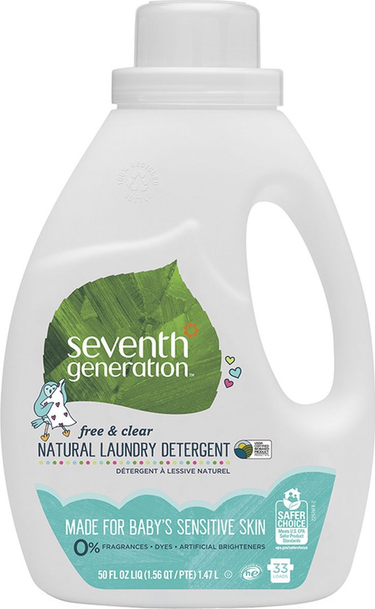 Детский натуральный гель для стирки Seventh Generation, 2-х кратной концентрации, без запаха, 1,47 л22974 Детский натуральный гель для стирки Seventh Generation, 2-х кратной концентрации, без запаха, 1,47 л22974Детский натуральный гель Seventh Generation для стирки 2-х кратной концентрации БЕЗ ЗАПАХА 1,47 литра (33 стирки)