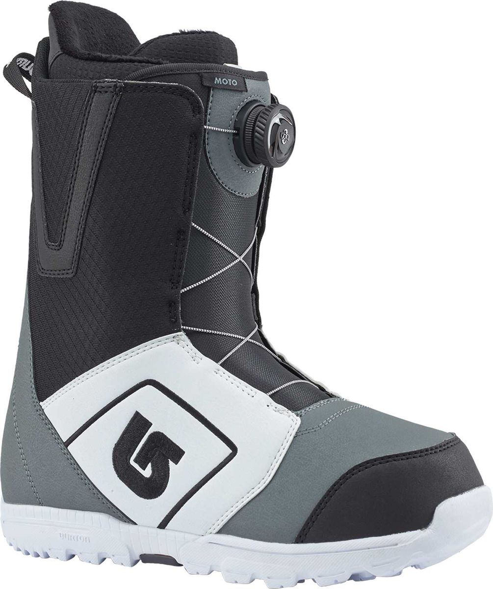 Ботинки для сноуборда Burton Moto Boa, цвет: белый, черный, серый. Длина стельки 29,5 см13176103115 Ботинки для сноуборда Burton Moto Boa, цвет: белый, черный, серый. Длина стельки 29,5 см13176103115Наконец то бессменный лидер продаж среди ботинок доступен со шнуровкой BOA.Большинство райдеров делали свои первые шаги в сноубординге вместе с этими ботинками.