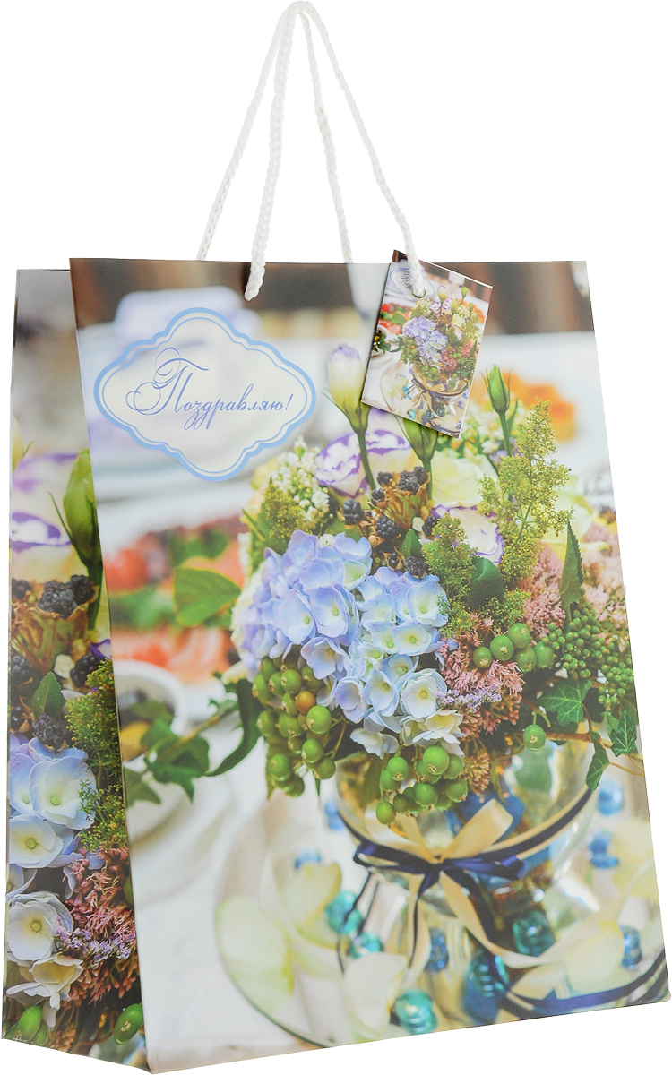 Пакет подарочный Magic Home Букет с гортензией, 26 x 32,4 x 12,7 см76485 Пакет подарочный Magic Home Букет с гортензией, 26 x 32,4 x 12,7 см76485Подарочный пакет Magic Home, изготовленный из плотной бумаги, станет незаменимым дополнением к выбранному подарку. Дно изделия укреплено картоном, который позволяет сохранить форму пакета и исключает возможность деформации дна под тяжестью подарка. Пакет выполнен с глянцевой ламинацией, что придает ему прочность, а изображению - яркость и насыщенность цветов. Для удобной переноски имеются две ручки в виде шнурков.