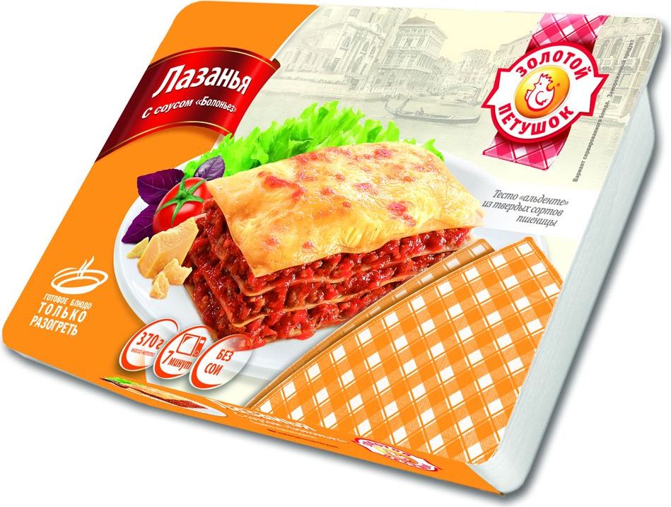 Золотой Петушок Лазанья с соусом Болоньез, 370 г4606993112681 Золотой Петушок Лазанья с соусом Болоньез, 370 г4606993112681только разогреть