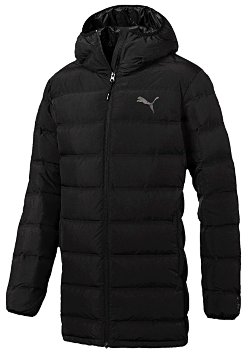Пуховик мужской Puma Downguard 600 Down Jacket, цвет: черный. 59236201. Размер XXL (52/54)59236201 Пуховик мужской Puma Downguard 600 Down Jacket, цвет: черный. 59236201. Размер XXL (52/54)59236201Модель декорирована логотипом и другой фирменной символикой Puma, нанесенными методом пигментной печати. Она изготовлена с использованием высокофункциональной технологии warmCell, которая благодаря дышащим свойствам материала удерживает тепло и сохраняет оптимальную температуру вашего тела даже в холодную погоду. Все швы подкладки, изготовленной из высокотехнологичных, сохраняющих тепло материалов, проклеены особым образом, чтобы модель отлично сидела по фигуре и не стесняла движений. Объемный капюшон снабжен эластичными завязками, регулирующими его форму. Такими же завязками снабжены манжеты. Высокий воротник надежно защищает подбородок и шею от холода. Боковые карманы на молнии удобны и вместительны. Боковые швы с нахлестом вперед обеспечивают полную свободу движений. Молния на всю длину изделия застегивается с обеих сторон. Имеется петля для вешалки. Изделие имеет удобную стандартную посадку.