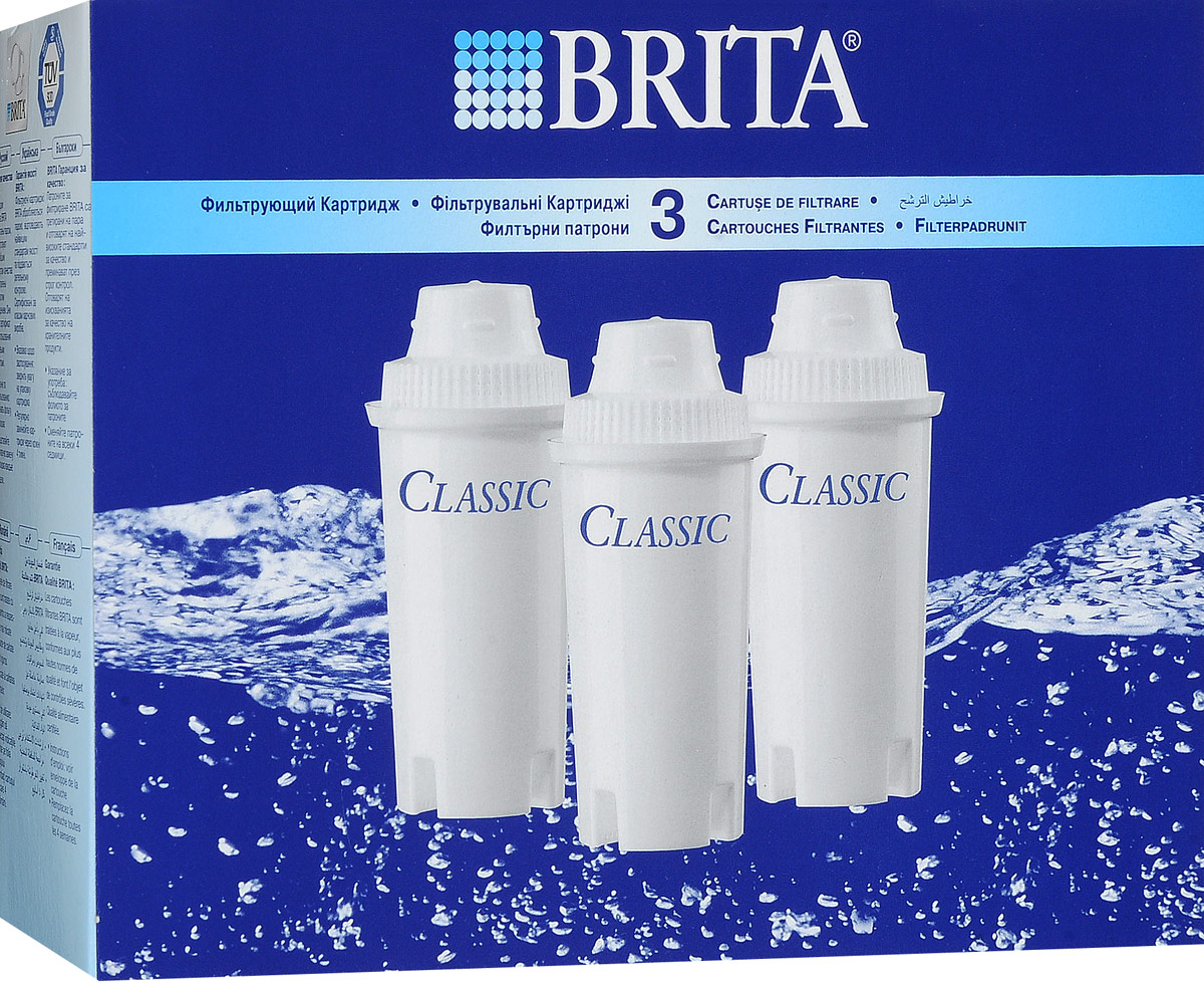 Сменные фильтрующие картриджи Brita Classic, 3 шт1012169 Сменные фильтрующие картриджи Brita Classic, 3 шт1012169Уникальная технология фильтрации Brita Classic снижает образование накипи и удаляет такие загрязнения, как хлор, отрицательно влияющие на вкус воды. Фильтры помогают очистить воду даже от металлов, таких как свинец или медь, которые могут присутствовать в воде в результате особенностей водопроводной системы. Вода, очищенная данным фильтром обладает рядом преимуществ:- улучшает вкус горячих и холодных напитков, - увеличивает срок службы бытовых приборов, препятствуя образованию накипи, - идеальна для приготовления вкусной и здоровой пищи, - придает более насыщенный вкус и аромат чаю и кофе. Комплектация: 3 сменных картриджа.Уважаемые клиенты! Обращаем ваше внимание на то, что упаковка может иметь несколько видов дизайна. Поставка осуществляется в зависимости от наличия на складе.