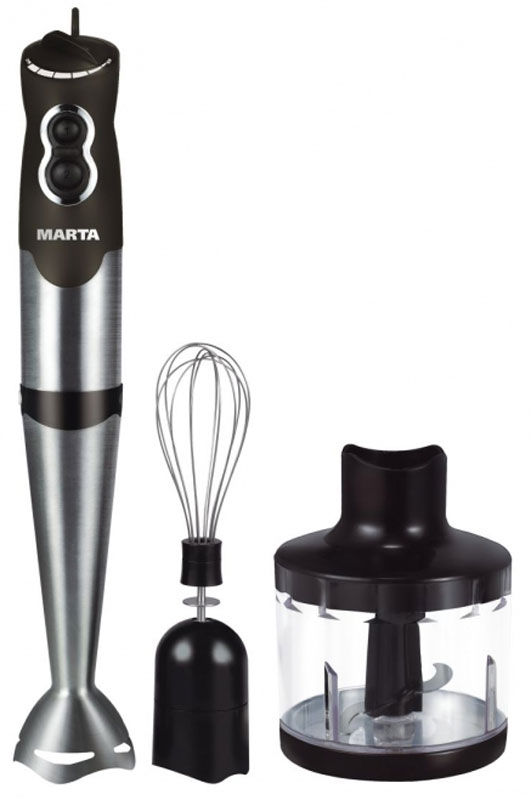 Marta MT-1552, Black Diamond блендерMT-1552_черный Marta MT-1552, Black Diamond блендерMT-1552_черныйМощный кухонный блендер Marta MT-1552 с плавной регулировкой скорости. Корпус из нержавеющей стали гарантирует впечатляющую долговечность. Удобен и прост в использовании, занимает при хранении минимум места. Оптимальный выбор для небольшой кухни.Благодаря высокой мощности блендер отлично взбивает и измельчает все необходимые продукты. Плавная регулировка скорости обеспечивает удобный контроль и точный подбор скорости вращения насадок. Это позволяет добиться идеальной степени измельчения для любого продукта.