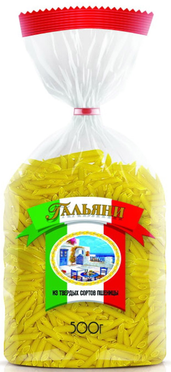 Гальяни перья рифленые, 500 г3569 Гальяни перья рифленые, 500 г3569Макаронные изделия из твердых сортов пшеницы. Группа А. Высший сорт.ГОСТ 31743-2012.Без пищевых добавок и красителей.