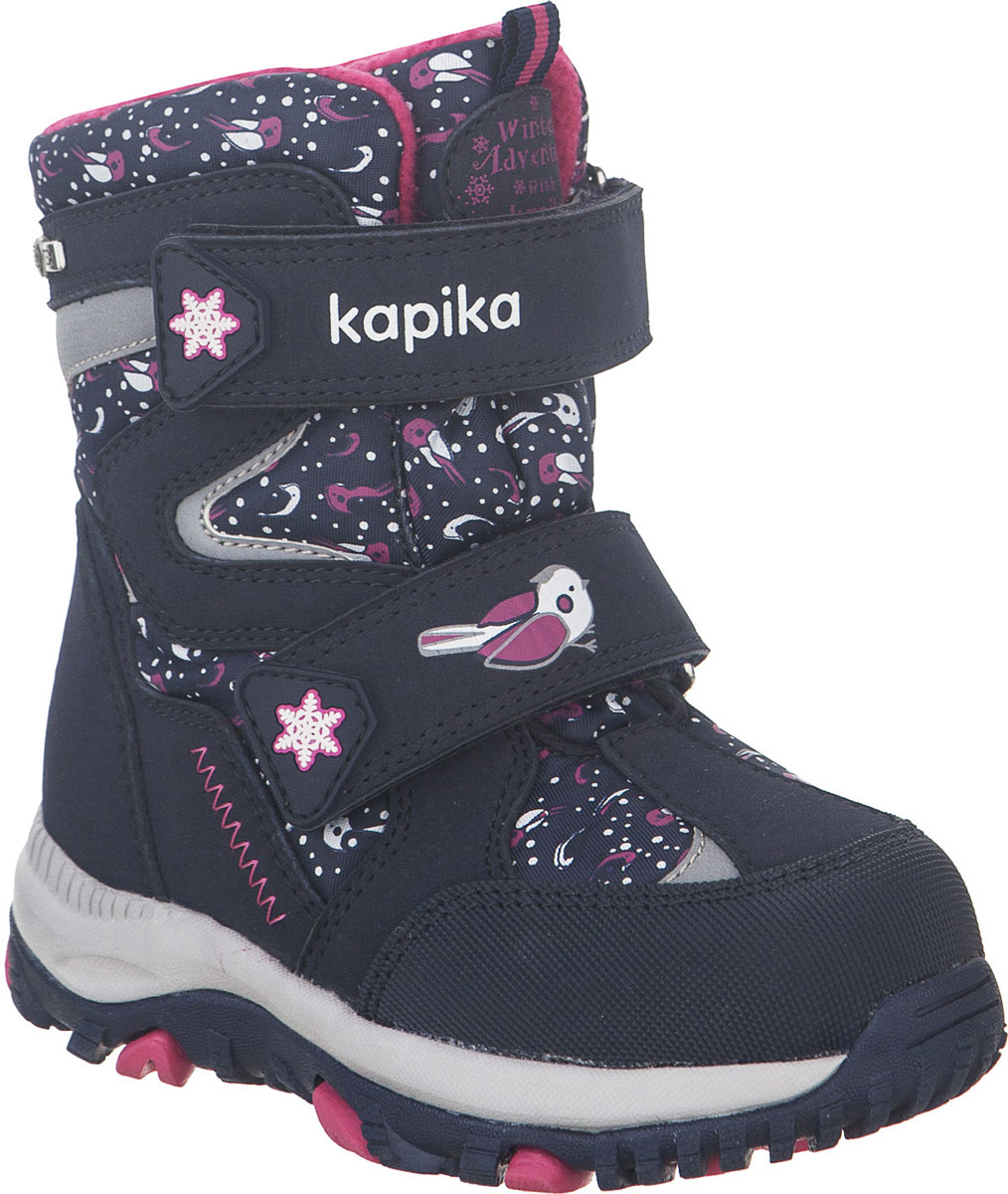 Ботинки для девочки Kapika, цвет: темно-синий, фуксия. 41222-1. Размер 24