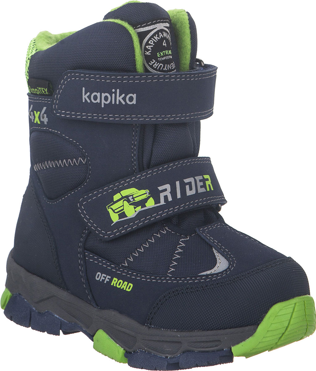 Ботинки для мальчика Kapika, цвет: темно-синий, салатовый. 42215-2. Размер 28
