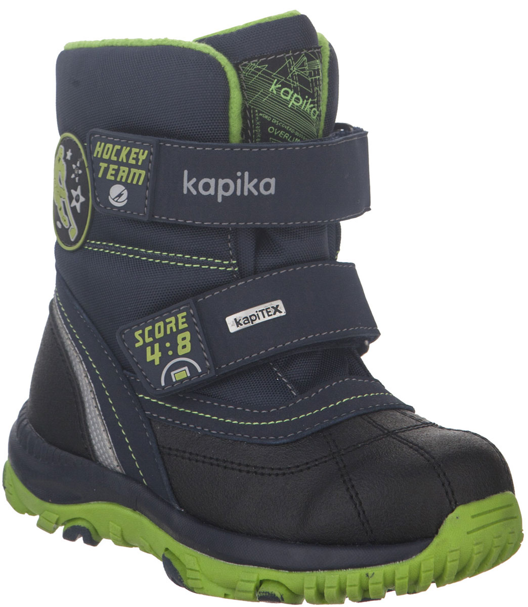 Ботинки для мальчика Kapika, цвет: черный, синий, салатовый. 42217-2. Размер 31