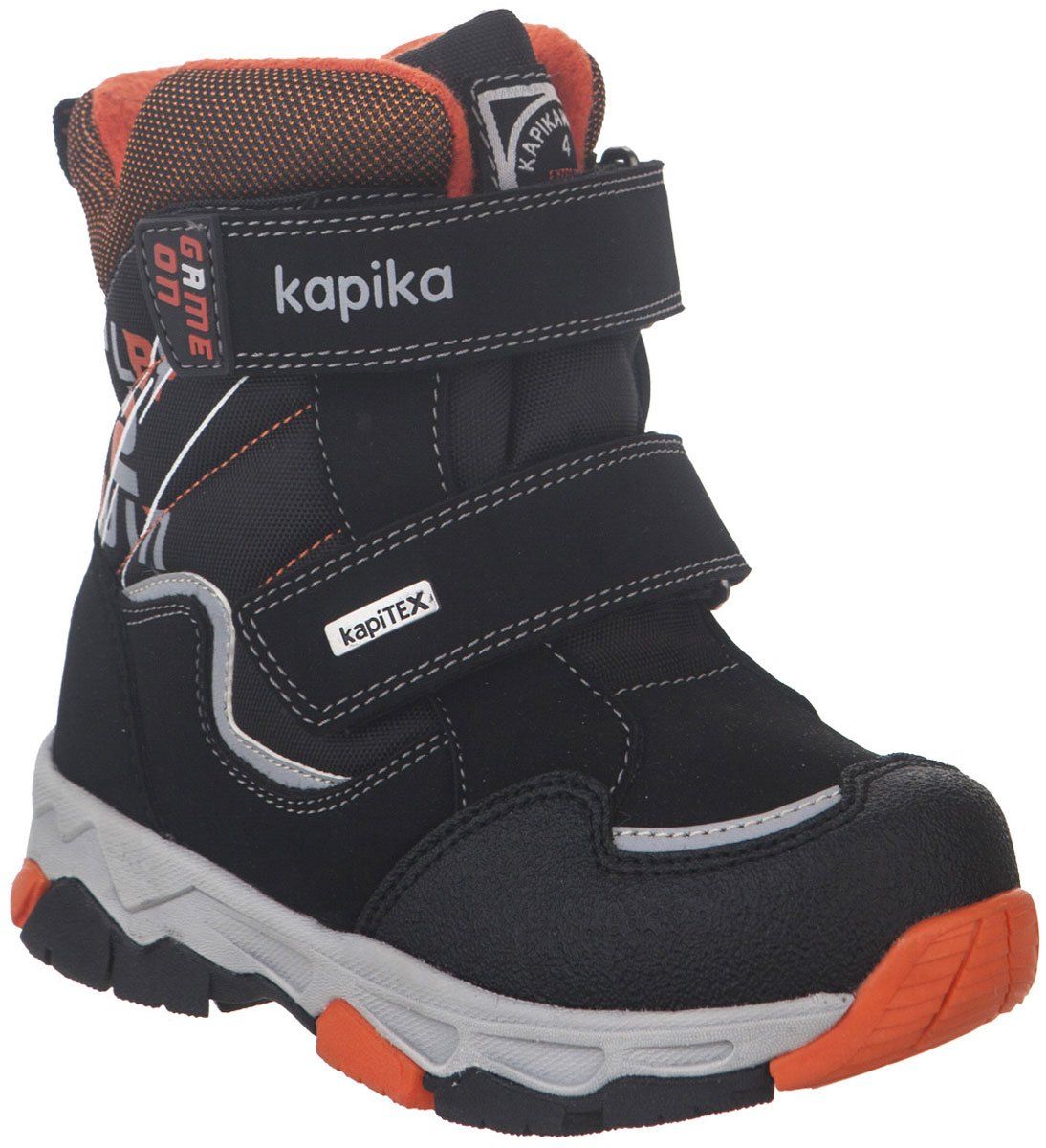 Ботинки для мальчика Kapika, цвет: черный, оранжевый. 42222-1. Размер 32