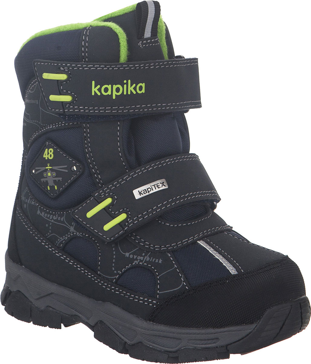 Ботинки для мальчика Kapika, цвет: темно-синий, салатовый. 42229-1. Размер 29