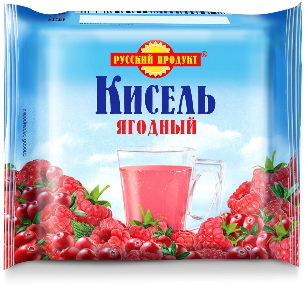 Русский продукт Кисель ягодный, 220 г2406058 Русский продукт Кисель ягодный, 220 г2406058Способ приготовления: залить брикет 2,5 стаканами теплой воды (около 50?С), тщательно размешать до полного растворения, затем при интенсивном перемешивании влить в кипяток и довести до кипения.Общее количество воды на 220 г сухого продукта - 1,3 л (6,5 стаканов).