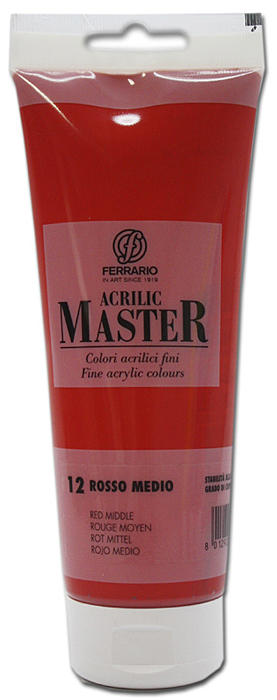 Ferrario Краска акриловая Acrilic Master цвет №12 оранжевый средний BM0978B0012BM0978B0012 Ferrario Краска акриловая Acrilic Master цвет №12 оранжевый средний BM0978B0012BM0978B0012Акриловые краски серии ACRILIC MASTER итальянской компании Ferrario. Универсальны в применении, так как хорошо ложатся на любую обезжиренную поверхность: бумага, холст, картон, дерево, керамика, пластик. При изготовлении красок используются высококачественные пигменты мелкого помола. Краска быстро сохнет, обладает отличной укрывистостью и насыщенностью цвета. Работы, сделанные с помощью ACRILIC MASTER, не тускнеют и не выгорают на солнце. Все цвета отлично смешиваются между собой и при необходимости разбавляются водой. Для достижения необходимых эффектов применяют различные медиумы для акриловой живописи. В серии представлено 50 цветов.