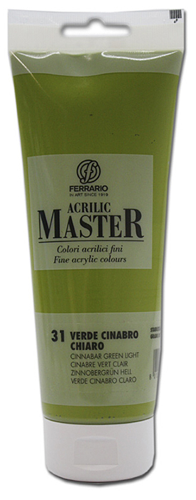 Ferrario Краска акриловая Acrilic Master цвет №31 киноварь зеленая светлая BM0978B0031BM0978B0031 Ferrario Краска акриловая Acrilic Master цвет №31 киноварь зеленая светлая BM0978B0031BM0978B0031Акриловые краски серии ACRILIC MASTER итальянской компании Ferrario. Универсальны в применении, так как хорошо ложатся на любую обезжиренную поверхность: бумага, холст, картон, дерево, керамика, пластик. При изготовлении красок используются высококачественные пигменты мелкого помола. Краска быстро сохнет, обладает отличной укрывистостью и насыщенностью цвета. Работы, сделанные с помощью ACRILIC MASTER, не тускнеют и не выгорают на солнце. Все цвета отлично смешиваются между собой и при необходимости разбавляются водой. Для достижения необходимых эффектов применяют различные медиумы для акриловой живописи. В серии представлено 50 цветов.