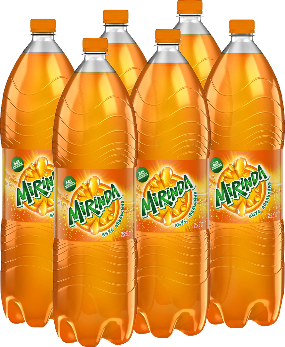 Mirinda Апельсин напиток сильногазированный, 6 штук по 2,25 л340015912_блоки Mirinda Апельсин напиток сильногазированный, 6 штук по 2,25 л340015912_блокиЯркий, освежающий напиток с насыщенным вкусом и ароматом апельсина.О бренде:Mirinda появилась в горячей Испании в 1959 году и в переводе с эсперанто название означает достойный удивления. Яркий вкус напитка позволяет убедиться в выборе названия!