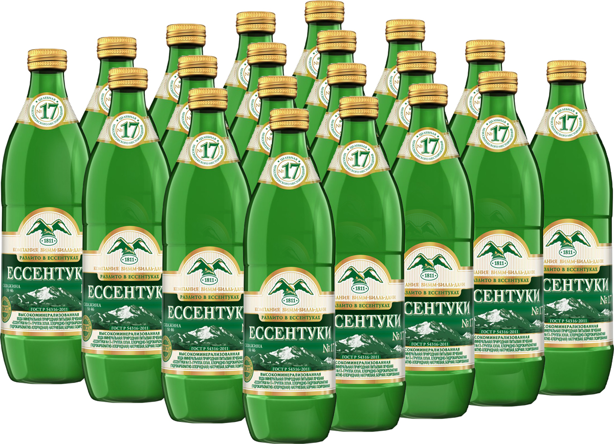Ессентуки №17 вода минеральная природная лечебная газированная, 20 штук по 0,54 л340025019_блоки Ессентуки №17 вода минеральная природная лечебная газированная, 20 штук по 0,54 л340025019_блоки«Ессентуки №17» - минеральная природная питьевая лечебная вода. Высокоминерализованная. Группа XXVа. Хлоридно-гидрокарбонатная (гидрокарбонатно-хлоридная) натриевая, борная.ГОСТ Р 54316-2011Добывается из скважины №46 Новоблагодарненского участка Ессентукского месторождения. Глубина скважины: 685,8 м.t° воды в скважине: 35-37 °С. Минерализация: 10 - 14 г/л. Имеет широкий спектр лечебных и профилактических свойств. Медицинские показания к применению: • Хронический гастрит с нормальной и пониженной секреторной функцией желудка• Язвенная болезнь желудка и 12-перстной кишки• Болезни печени, желчного пузыря и желчевыводящих путей• Болезни поджелудочной железы• Болезни обмена веществВода принимается при вышеуказанных заболеваниях только вне фазы обострения.О бренде:«Ессентуки» - легендарная лечебная вода с более чем 200-летней историей. Полезные свойства минеральной воды «Ессентуки» известны во всем мире. «Ессентукский завод минеральных вод на КМВ» уже более 100 лет разливает минеральную лечебно-столовую воду «Ессентуки №4» и минеральную лечебную воду «Ессентуки №17» и является единственным производителем и одновременно владельцем скважин с водой «Ессентуки №4» и «Ессентуки №17». Многолетняя экспертиза в розливе этой уникальной воды и контроль на всех этапах производственного процесса позволяет гарантировать высокое качество и подлинность минеральной воды «Ессентуки».
