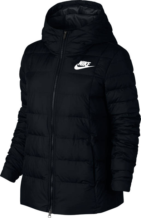 Куртка женская Nike W NSW Dwn Fill Jkt HD, цвет: черный. 854862-010. Размер L (48/50)854862-010 Куртка женская Nike W NSW Dwn Fill Jkt HD, цвет: черный. 854862-010. Размер L (48/50)854862-010Womens Nike Sportswear Jacket ОБТЕКАЕМЫЙ КРОЙ И ТЕПЛО. Женская куртка Nike Sportswear — более женственная версия классической модели с пуховым наполнителем, капюшоном из нескольких панелей и эластичной вставкой на спине. Она обеспечивает тепло и выгодно подчеркивает фигуру. Пуховый наполнитель обеспечивает тепло и комфорт.