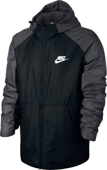 Куртка мужская Nike M NSW Syn Fill Jkt HD FLC LN, цвет: черный, серый. 861788-010. Размер XL (52/54)861788-010 Куртка мужская Nike M NSW Syn Fill Jkt HD FLC LN, цвет: черный, серый. 861788-010. Размер XL (52/54)861788-010Mens Nike Sportswear Jacket ЗАЩИТА ОТ ДОЖДЯ. ЗАЩИТА ОТ ХОЛОДА. Мужская куртка Nike Sportswear обеспечивает комфорт в переменчивую погоду. Влагонепроницаемая ткань, отсеки с утеплителем, регулируемый капюшон и мягкая флисовая подкладка обеспечивают защиту от холода. Ткань рипстоп защищает от влаги.