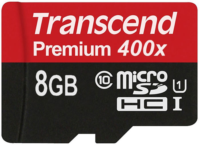 Transcend Premium microSDHC Class 10 UHS-I 400x 8GB карта памяти (без адаптера)