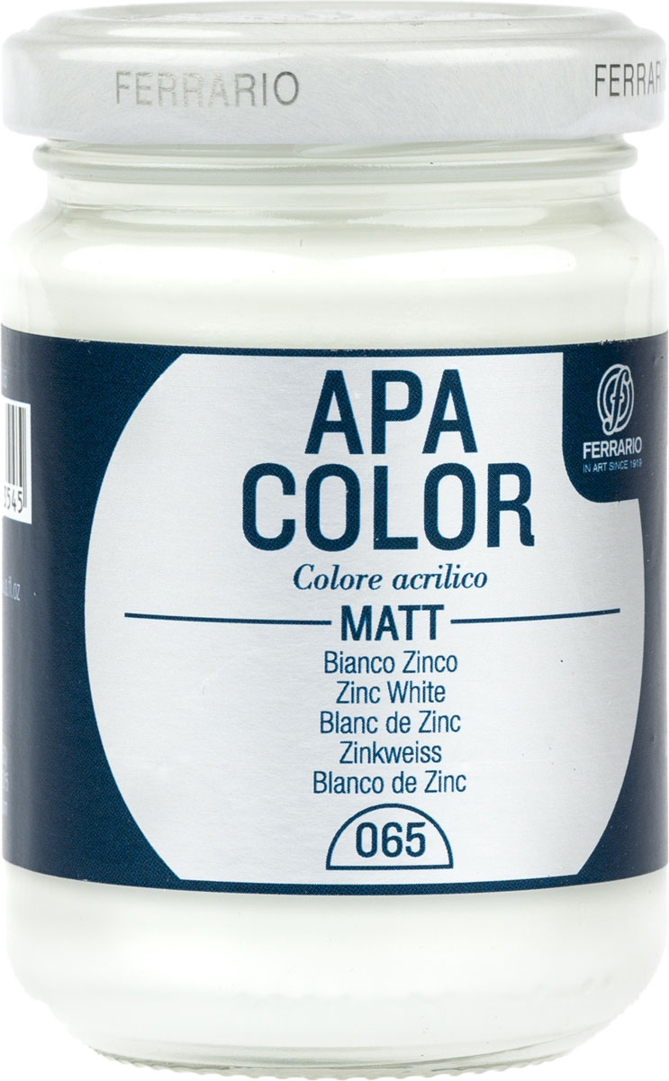 Ferrario Краска акриловая Apa Color цвет белила цинковые BA0095AO065BA0095AO065 Ferrario Краска акриловая Apa Color цвет белила цинковые BA0095AO065BA0095AO065Матовая акриловая краска Apa Color итальянской компании Ferrario на водной основе, готова к использованию. Основные качества акриловой краски Apa Color: прочность, светостойкость и экологичность. Благодаря акриловой смоле Apa Color пластична и не дает трещин. Именно поэтому краска прекрасно ложится на любые поверхности, будь то стекло, дерево или ткань, что особенно хорошо в дизайне и декоре. Она быстро сохнет, после высыхания становится водостойкой. Акриловая краска Apa Color не потускнеет со временем, ее светостойкость не позволит измениться цвету, он не выгорит на солнце и не пожелтеет. Акриловая краска Apa Color – это отличный выбор в пользу яркой живописи, так как в ее палитре только глубокие и насыщенные цвета. Из-за того, что акриловая краска Apa Color на водной основе, она почти совсем не пахнет, малотоксична – подходит для работы в помещениях, можно заниматься творчеством вместе с детьми. Акриловая краска Apa Color разводится водой, однако это не значит, что для нее нельзя использовать специальные растворители и медиумы, предназначенные для акриловых красок – в этом случае сохраняется высокая пигментированность, но объем краски увеличивается и появляется возможность создания различных фактур и эффектов. Акриловую краску Apa Color легко наносить кистью, шпателем, валиком.