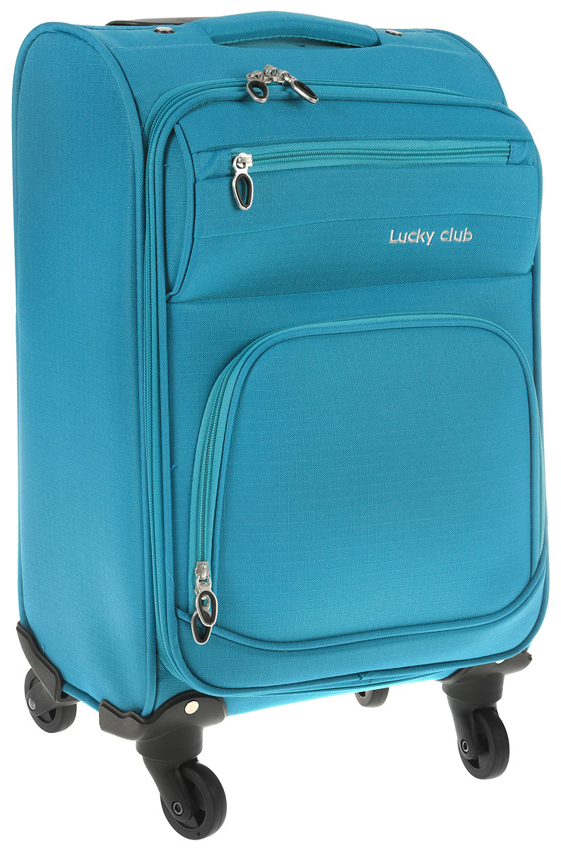 Чемодан Lucky Club, цвет: голубой, 46 см. 17-20117-201 - 46CM Чемодан Lucky Club, цвет: голубой, 46 см. 17-20117-201 - 46CMЧемодан Lucky Club, выполненный из плотного полиэстера, прекрасно подойдет для путешествий. Материал внутренней отделки - нейлон серого цвета. Чемодан вместителен, он содержит продуманную внутреннюю организацию, которая позволяет удобно разложить вещи. Закрывается на застежку-молнию с двумя бегунками. Внутри содержится одно большое отделение с двумя ремнями, которые застегиваются на пластиковые застежки. Крышка с внутренней стороны имеет плоский сетчатый карман на молнии. С внешней стороны имеется два дополнительных кармана на молниях. Для удобной перевозки чемодан оснащен четырьмя маневренными колесами, которые обеспечивают легкость перемещения в любом направлении. Телескопическая металлическая ручка выдвигается нажатием на кнопку и фиксируется. Сверху предусмотрена ручка для поднятия чемодана. Чемодан Lucky Club идеально подходит для поездок и путешествий. Он вместит все необходимые вещи и станет незаменимым аксессуаром во время поездок. Размер корпуса чемодана (ДхШхВ): 34 x 21 х 46 см. Высота чемодана (с учетом колес и максимально выдвинутой ручки): 103 см. Максимальная высота выдвижной ручки: 54 см. Минимальная высота выдвижной ручки: 43 см. Диаметр колеса: 5 см.