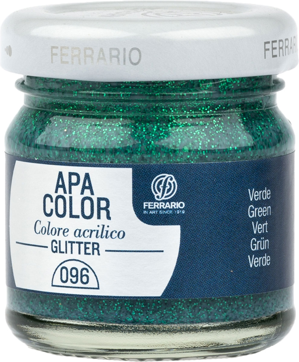 Ferrario Краска акриловая Apa Color цвет зеленый с глиттерами