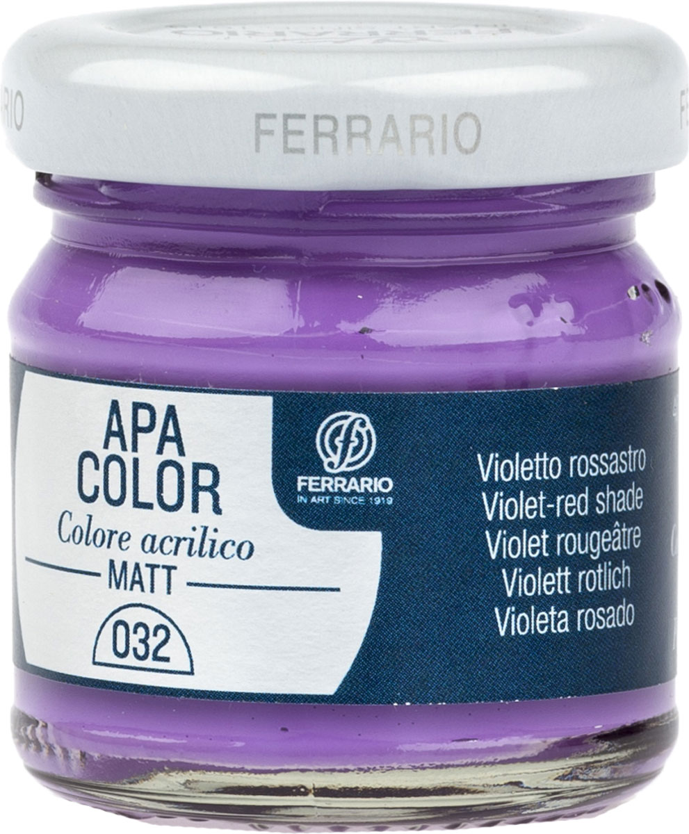 Ferrario Краска акриловая Apa Color цвет лиловый BA0040А0032BA0040А0032 Ferrario Краска акриловая Apa Color цвет лиловый BA0040А0032BA0040А0032Матовая акриловая краска Apa Color итальянской компании Ferrario на водной основе, готова к использованию. Основные качества акриловой краски Apa Color: прочность, светостойкость и экологичность. Благодаря акриловой смоле Apa Color пластична и не дает трещин. Именно поэтому краска прекрасно ложится на любые поверхности, будь то стекло, дерево или ткань, что особенно хорошо в дизайне и декоре. Она быстро сохнет, после высыхания становится водостойкой. Акриловая краска Apa Color не потускнеет со временем, ее светостойкость не позволит измениться цвету, он не выгорит на солнце и не пожелтеет. Акриловая краска Apa Color – это отличный выбор в пользу яркой живописи, так как в ее палитре только глубокие и насыщенные цвета. Из-за того, что акриловая краска Apa Color на водной основе, она почти совсем не пахнет, малотоксична – подходит для работы в помещениях, можно заниматься творчеством вместе с детьми. Акриловая краска Apa Color разводится водой, однако это не значит, что для нее нельзя использовать специальные растворители и медиумы, предназначенные для акриловых красок – в этом случае сохраняется высокая пигментированность, но объем краски увеличивается и появляется возможность создания различных фактур и эффектов. Акриловую краску Apa Color легко наносить кистью, шпателем, валиком.