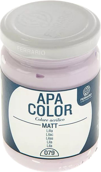 Ferrario Краска акриловая Apa Color цвет лиловый BA0095AO079BA0095AO079 Ferrario Краска акриловая Apa Color цвет лиловый BA0095AO079BA0095AO079Матовая акриловая краска Apa Color итальянской компании Ferrario на водной основе, готова к использованию. Основные качества акриловой краски Apa Color: прочность, светостойкость и экологичность. Благодаря акриловой смоле Apa Color пластична и не дает трещин. Именно поэтому краска прекрасно ложится на любые поверхности, будь то стекло, дерево или ткань, что особенно хорошо в дизайне и декоре. Она быстро сохнет, после высыхания становится водостойкой. Акриловая краска Apa Color не потускнеет со временем, ее светостойкость не позволит измениться цвету, он не выгорит на солнце и не пожелтеет. Акриловая краска Apa Color – это отличный выбор в пользу яркой живописи, так как в ее палитре только глубокие и насыщенные цвета. Из-за того, что акриловая краска Apa Color на водной основе, она почти совсем не пахнет, малотоксична – подходит для работы в помещениях, можно заниматься творчеством вместе с детьми. Акриловая краска Apa Color разводится водой, однако это не значит, что для нее нельзя использовать специальные растворители и медиумы, предназначенные для акриловых красок – в этом случае сохраняется высокая пигментированность, но объем краски увеличивается и появляется возможность создания различных фактур и эффектов. Акриловую краску Apa Color легко наносить кистью, шпателем, валиком.