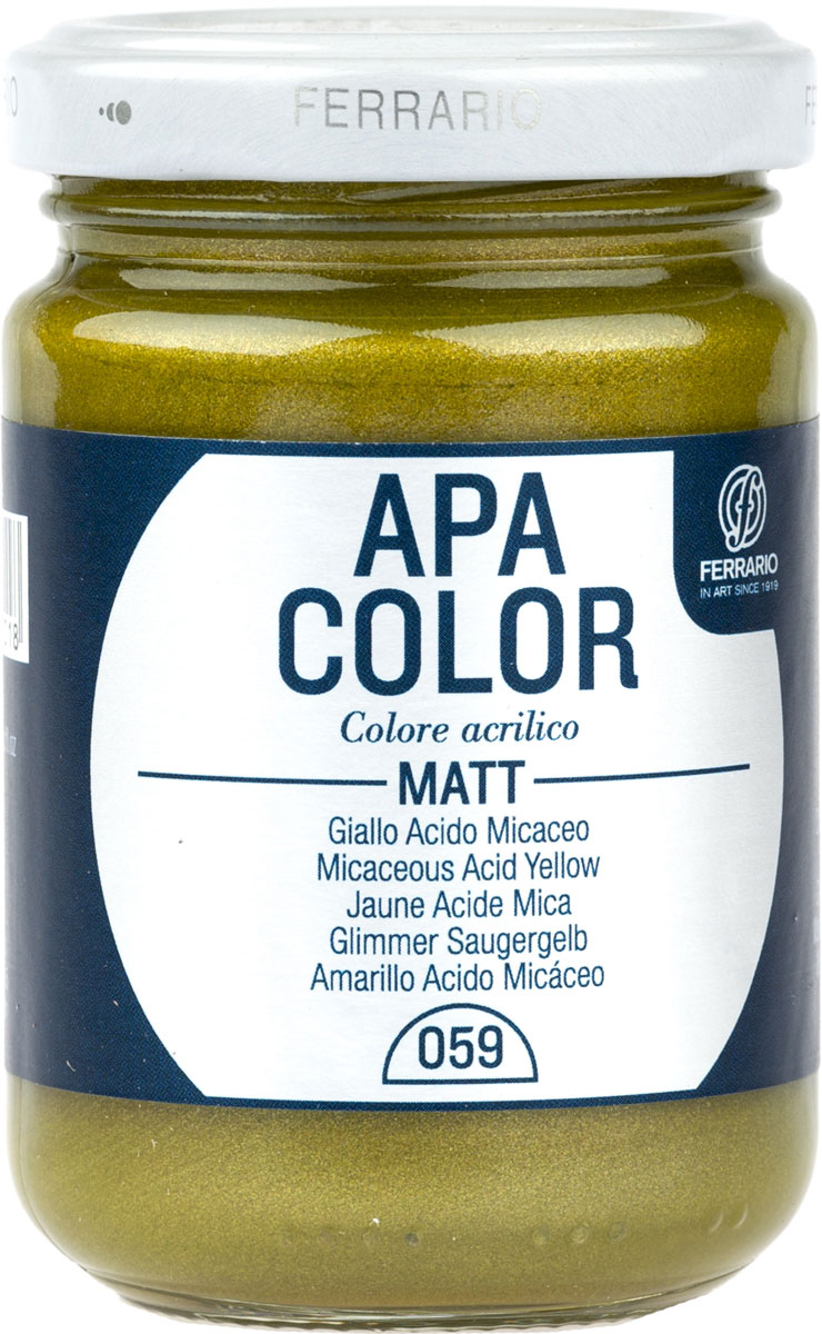 Ferrario Краска акриловая Apa Color цвет лимонный металлик BA0095AO059BA0095AO059 Ferrario Краска акриловая Apa Color цвет лимонный металлик BA0095AO059BA0095AO059Матовая акриловая краска Apa Color итальянской компании Ferrario на водной основе, готова к использованию. Основные качества акриловой краски Apa Color: прочность, светостойкость и экологичность. Благодаря акриловой смоле Apa Color пластична и не дает трещин. Именно поэтому краска прекрасно ложится на любые поверхности, будь то стекло, дерево или ткань, что особенно хорошо в дизайне и декоре. Она быстро сохнет, после высыхания становится водостойкой. Акриловая краска Apa Color не потускнеет со временем, ее светостойкость не позволит измениться цвету, он не выгорит на солнце и не пожелтеет. Акриловая краска Apa Color – это отличный выбор в пользу яркой живописи, так как в ее палитре только глубокие и насыщенные цвета. Из-за того, что акриловая краска Apa Color на водной основе, она почти совсем не пахнет, малотоксична – подходит для работы в помещениях, можно заниматься творчеством вместе с детьми. Акриловая краска Apa Color разводится водой, однако это не значит, что для нее нельзя использовать специальные растворители и медиумы, предназначенные для акриловых красок – в этом случае сохраняется высокая пигментированность, но объем краски увеличивается и появляется возможность создания различных фактур и эффектов. Акриловую краску Apa Color легко наносить кистью, шпателем, валиком.