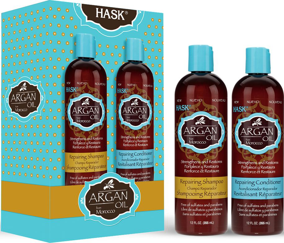 HASK Дуо Набор Argan для восстановления волос (шампунь, кондиционер)