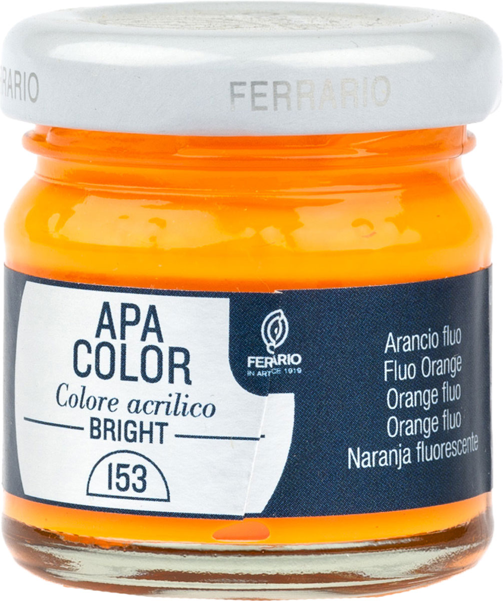 Ferrario Краска акриловая Apa Color цвет оранжевый флуоресцентныйBA0040С0153 Ferrario Краска акриловая Apa Color цвет оранжевый флуоресцентныйBA0040С0153Флуоресцентная акриловая краска Apa Color итальянской компании Ferrario на водной основе, готова к использованию. Основные качества акриловой краски Apa Color: прочность, светостойкость и экологичность. Благодаря акриловой смоле Apa Color пластична и не дает трещин. Именно поэтому краска прекрасно ложится на любые поверхности, будь то стекло, дерево или ткань, что особенно хорошо в дизайне и декоре. Она быстро сохнет, после высыхания становится водостойкой. Акриловая краска Apa Color не потускнеет со временем, ее светостойкость не позволит измениться цвету, он не выгорит на солнце и не пожелтеет. Акриловая краска Apa Color – это отличный выбор в пользу яркой живописи, так как в ее палитре только глубокие и насыщенные цвета. Из-за того, что акриловая краска Apa Color на водной основе, она почти совсем не пахнет, малотоксична – подходит для работы в помещениях, можно заниматься творчеством вместе с детьми. Акриловая краска Apa Color разводится водой, однако это не значит, что для нее нельзя использовать специальные растворители и медиумы, предназначенные для акриловых красок – в этом случае сохраняется высокая пигментированность, но объем краски увеличивается и появляется возможность создания различных фактур и эффектов. Акриловую краску Apa Color легко наносить кистью, шпателем, валиком.