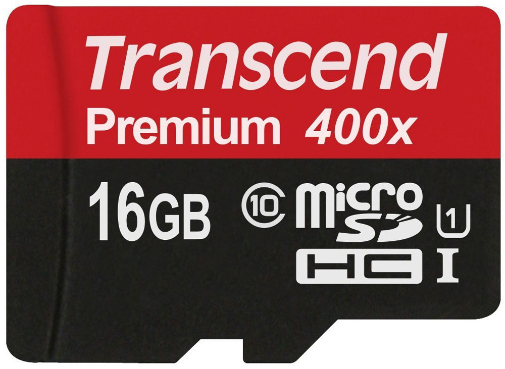 Transcend Premium microSDHC Class 10 UHS-I 400x 16GB карта памяти (без адаптера)