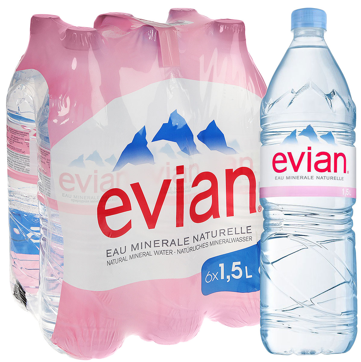 Evian вода минеральная природная столовая негазированная, 6 шт по 1,5 л340006983_блоки Evian вода минеральная природная столовая негазированная, 6 шт по 1,5 л340006983_блокиEvian - природная минеральная вода. Уникальный минеральный состав природной воды Evian способствует поддержанию водного баланса в организме. Формат 1,5 л прекрасно подойдет для потребления дома.О бренде:Источник Evian находится на бережно охраняемой территории, в самом сердце французских Альп. В процессе естественной фильтрации горными породами в течение 15 лет природная минеральная вода Evian приобретает уникальный сбалансированный минеральный состав и, непосредственно у источника, разливается в бутылки.