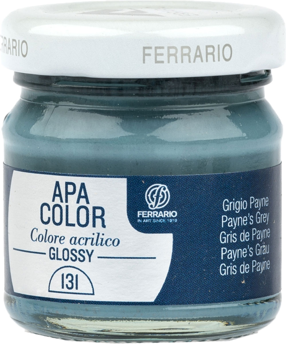 Ferrario Краска акриловая Apa Color цвет серый пэйнBA0040В0131 Ferrario Краска акриловая Apa Color цвет серый пэйнBA0040В0131Глянцевая акриловая краска Apa Color итальянской компании Ferrario на водной основе, готова к использованию. Основные качества акриловой краски Apa Color: прочность, светостойкость и экологичность. Благодаря акриловой смоле Apa Color пластична и не дает трещин. Именно поэтому краска прекрасно ложится на любые поверхности, будь то стекло, дерево или ткань, что особенно хорошо в дизайне и декоре. Она быстро сохнет, после высыхания становится водостойкой. Акриловая краска Apa Color не потускнеет со временем, ее светостойкость не позволит измениться цвету, он не выгорит на солнце и не пожелтеет. Акриловая краска Apa Color – это отличный выбор в пользу яркой живописи, так как в ее палитре только глубокие и насыщенные цвета. Из-за того, что акриловая краска Apa Color на водной основе, она почти совсем не пахнет, малотоксична – подходит для работы в помещениях, можно заниматься творчеством вместе с детьми. Акриловая краска Apa Color разводится водой, однако это не значит, что для нее нельзя использовать специальные растворители и медиумы, предназначенные для акриловых красок – в этом случае сохраняется высокая пигментированность, но объем краски увеличивается и появляется возможность создания различных фактур и эффектов. Акриловую краску Apa Color легко наносить кистью, шпателем, валиком.